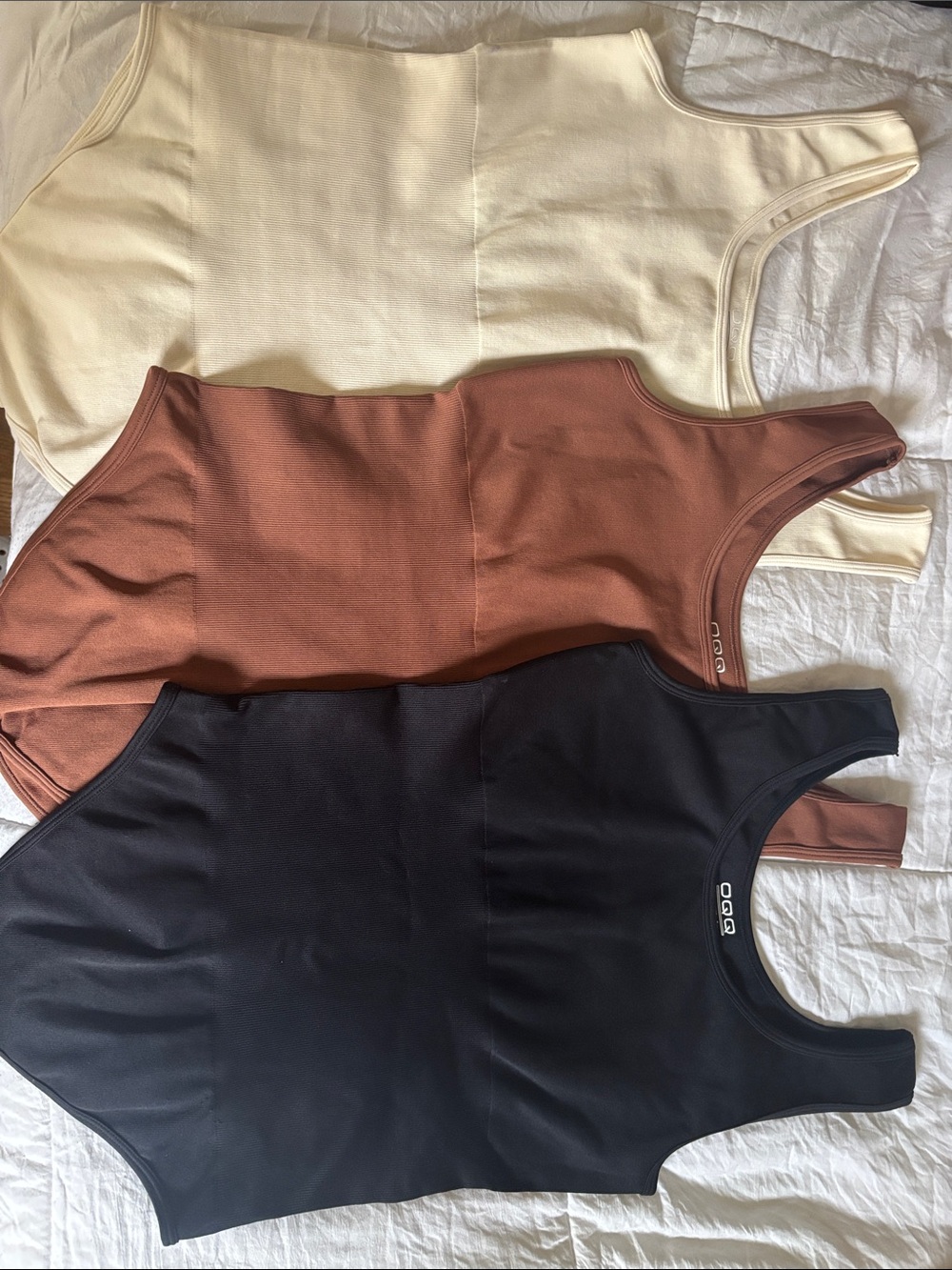 Aqua Ribbed Scoop Bodysuit Trio — Black, Brown, Cream